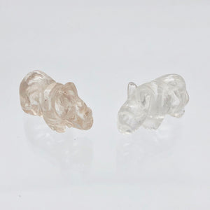 2 Quartz Hand Carved Rhinoceros Beads, 21x13x10mm, Clear 009275QZ | 21x13x10mm | Clear - PremiumBead Primary Image 1