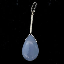 Load image into Gallery viewer, Blue Chalcedony Designer Sterling Silver Pendant | 20x13x6mm | 2&quot; Long |
