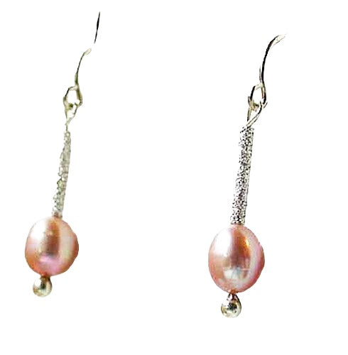 Stardust Pink Pearls with Solid Sterling Silver Earrings 6553