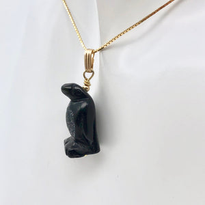 Tuxedo Obsidian Penguin 14K Gold Filled Pendant, Black and White 509273OBG - PremiumBead Alternate Image 5