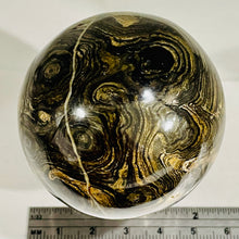 Load image into Gallery viewer, Stromatolite Scry Crystal Round Meditation Sphere | 50mm | Bronze/Black | 1 |
