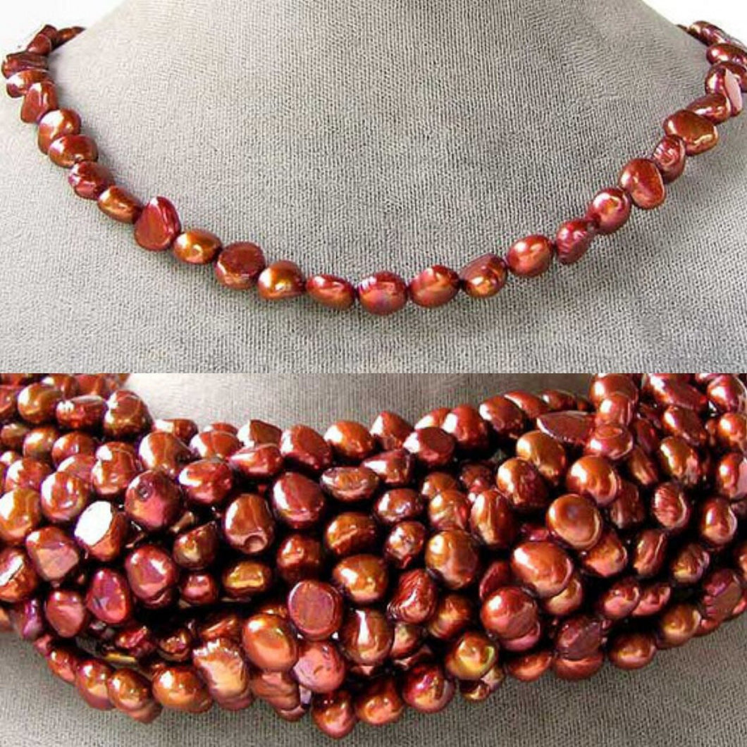 Burnished Copper Freshwater Pearl Strand 106892 - PremiumBead Primary Image 1
