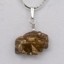 Load image into Gallery viewer, Tigereye Hand Carved Bison / Buffalo Silver Pendant | 21x14x8mm (Bison), 5.5mm (Bail Opening), 1&quot; (Long) | Gold/Brown - PremiumBead Primary Image 1
