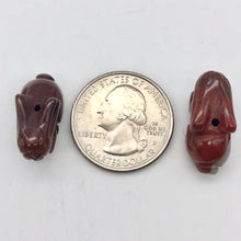 Load image into Gallery viewer, Hoppity Hand Carved Breciated Jasper Bunny Rabbit Figurine | 21x11x8mm | Red - PremiumBead Alternate Image 5
