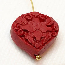 Load image into Gallery viewer, 3 Carved Red Cinnabar Orchid Heart Beads 6237 - PremiumBead Alternate Image 2
