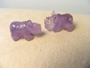 2 Amethyst Hand Carved Rhinoceros Beads 009275Aml | 20x13x8mm | Purple - PremiumBead Primary Image 1