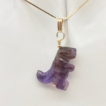 Load image into Gallery viewer, Purple Dinosaur Amethyst Tyrannosaurus Rex 14K Gold-Filled Pendant - PremiumBead Primary Image 1
