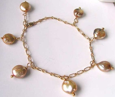 Sparkling! CHAMPAGNE FW Pearl & 14Kgf BRACELET 404480A - PremiumBead Primary Image 1