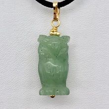 Load image into Gallery viewer, Aventurine Owl Pendant Necklace | Semi Precious Stone Jewelry | 14k gf Pendant - PremiumBead Alternate Image 4
