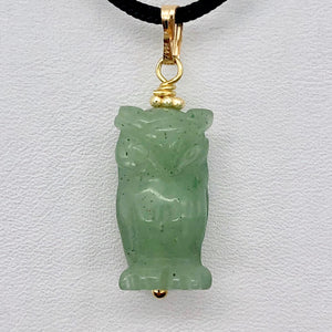 Aventurine Owl Pendant Necklace | Semi Precious Stone Jewelry | 14k gf Pendant - PremiumBead Alternate Image 4