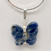 Load image into Gallery viewer, Semi Precious Stone Jewelry Flying Butterfly Pendant Necklace of Sodalite/Silver - PremiumBead Alternate Image 8
