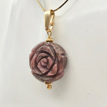 Load image into Gallery viewer, Pretty in Pink! Rhodonite Rose and 14K Gold FilledPendant | 20mm | 1.5&quot; Long - PremiumBead Primary Image 1
