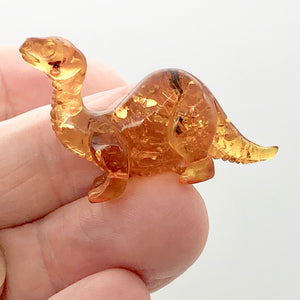 Natural Untreated Amber Hand Carved Diplodocus Dinosaur | 45x27x10mm | Figurine