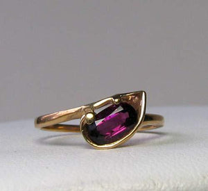 Natural Purple Faceted Oval Garnet in Solid 10Kt Yellow Gold Ring Size 6 9982Ac - PremiumBead Alternate Image 3