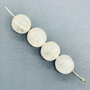 Chatoyant Hint of Color Round Kunzite Beads | 9mm | 4 Beads |