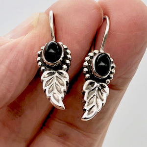 Spiraling Onyx Sterling Silver Earrings! | 1 1/2 Inch Long |