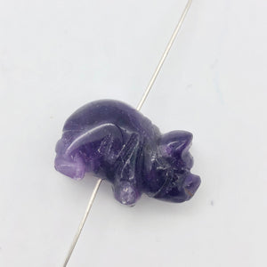 2 Purple Piggies Hand Carved Amethyst Pig Beads | 22x13x11mm | Purple - PremiumBead Alternate Image 2
