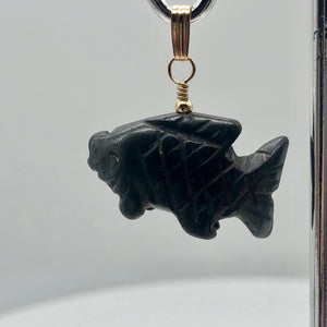 Hematite Koi Fish Pendant Necklace | Semi Precious Stone Jewelry | 14kgf Pendant - PremiumBead Primary Image 1