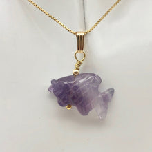 Load image into Gallery viewer, Swimmin&#39;! Amethyst Koi Fish with 14k Gold Filled Findings Pendant 509265AMG - PremiumBead Alternate Image 10
