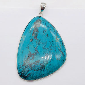 Natural Turquoise 88ct Sterling Silver Pendant | 2 1/2x1 3/4" | Blue/Black | 1 |