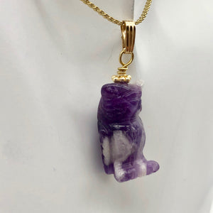 Amethyst Hand Carved Hooting Owl & 14Kgf Gold Filled 1 3/8" Long Pendant 509297AMG - PremiumBead Alternate Image 7