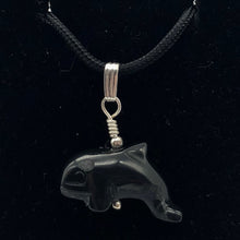 Load image into Gallery viewer, Happy Obsidian Orca Whale and Sterling Silver Pendant | 1.06&quot; Long | 509301ORS - PremiumBead Alternate Image 3

