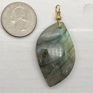 Labradorite 14K Gold Filled Drop Pendant | 1 3/8" Long | Blue Green |