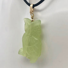 Load image into Gallery viewer, Wisdom Carved Serpentine Jade and 14K Gold Filled Owl Pendant | 1 3/4&quot; (long) - PremiumBead Primary Image 1
