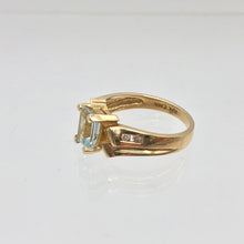 Load image into Gallery viewer, Natural Aquamarine &amp; Diamond Solid 10Kt Yellow Gold Art Deco Ring Size 6 9982G - PremiumBead Alternate Image 7

