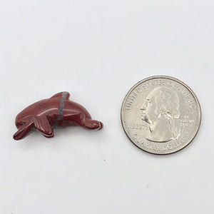 2 Carved Brecciated Jasper Jumping Dolphin Beads | 26x13.5x7.5mm | Red/Grey - PremiumBead Alternate Image 6
