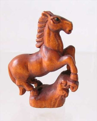 Hand Carved & Signed Pony Horse Boxwood Ojime/Netsuke Bead - PremiumBead Primary Image 1
