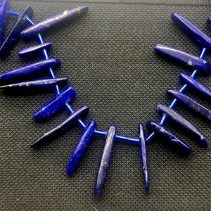 Natural Lapis Lazuli Pendant Bead Strand |15x3x5mm - 28x4x5mm| Blue | 53 Beads | - PremiumBead Alternate Image 8