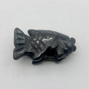 Carved Hematite Fish Figurine Worry Stone | 23x11x5mm | Silver Black - PremiumBead Primary Image 1