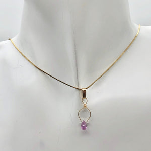 Designer Pink Sapphire with White Sapphire side stones 14Kgf Wirewrap Pendant - PremiumBead Alternate Image 7