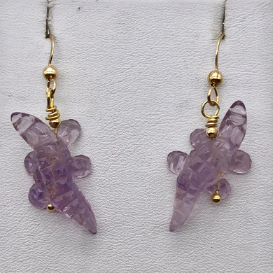 Fun! Amethyst Alligator 14Kgf Earrings | 1 5/8