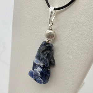 New Moon Sodalite Wolf and Sterling Silver Pendant 509282SDS5 - PremiumBead Alternate Image 4