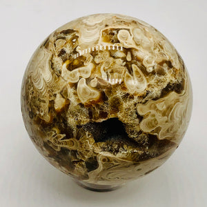 Aragonite Scry Sphere Round | 3" | White/Brown | 1 Sphere