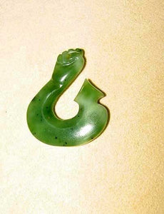 Hand Carved Genuine Jade Maori 34x30mm Fishhook Pendant Bead 5719F - PremiumBead Alternate Image 2