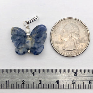 Semi Precious Stone Jewelry Flying Butterfly Pendant Necklace of Sodalite/Silver - PremiumBead Alternate Image 7