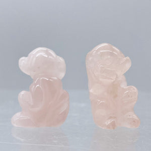 Adorable 2 Carved Rose Quartz Monkey Beads | 20.5x12x11mm | Pink
