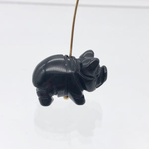 Oink 2 Carved Obsidian Pig Beads | 21x13x9.5mm | Black - PremiumBead Alternate Image 6