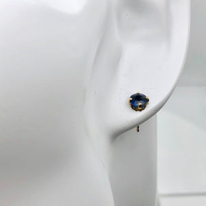 Blue Sapphire 14K Gold Earrings | 5mm | Blue | Stud | - PremiumBead Alternate Image 2