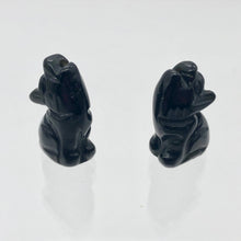 Load image into Gallery viewer, Howling New Moon 2 Carved Obsidian Wolf / Coyote Beads | 21x11x8mm | Black - PremiumBead Primary Image 1
