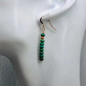 Unique Natural USA Green Turquoise 14K Rose Gold Filled Earrings | 1 1/2" Long |