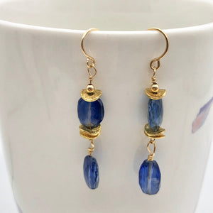 Stunning AAA Blue Kyanite 14Kgf Earrings, 1 13/16" (Long), Blue 310834 - PremiumBead Alternate Image 6