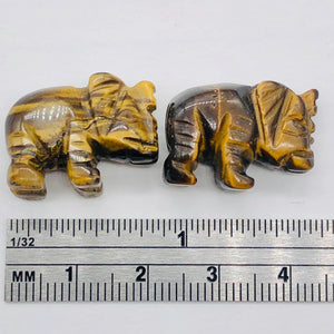 Wild 2 Hand Carved Tiger Eye Elephant Beads | 21x14.5x9mm | Bronze