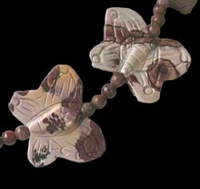 Load image into Gallery viewer, Carved 2 Apache Jasper Butterfly Beads | 30x23x7mm | Grey and brown
