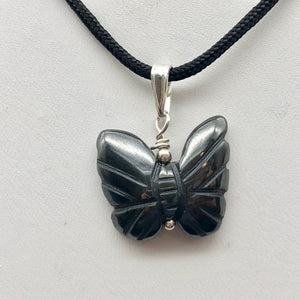 Flutter Carved Hematite Butterfly and Sterling Silver Pendant 509256HMS - PremiumBead Alternate Image 9