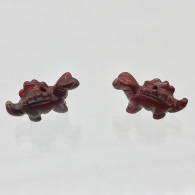 2 Brecciated Jasper Dinosaur Stegosaurus Beads | 21x11x8mm | Red - PremiumBead Primary Image 1