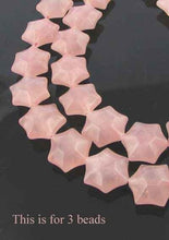 Load image into Gallery viewer, 3 Carved Rose Quartz 6-Point 16x9mm Star Beads 9245RQ | 16x9mm | Pink - PremiumBead Primary Image 1
